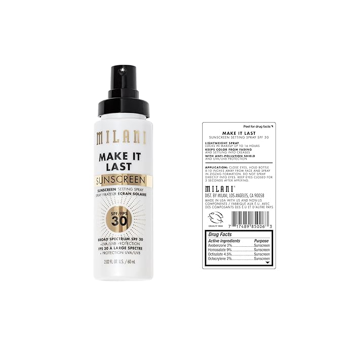 Milani Make It Last Sunscreen - Sunscreen Setting Spray with SPF 30 - Makeup Primer and Setting Spray with SPF30 Sunscreen, Long Lasting Makeup Finishing Spray