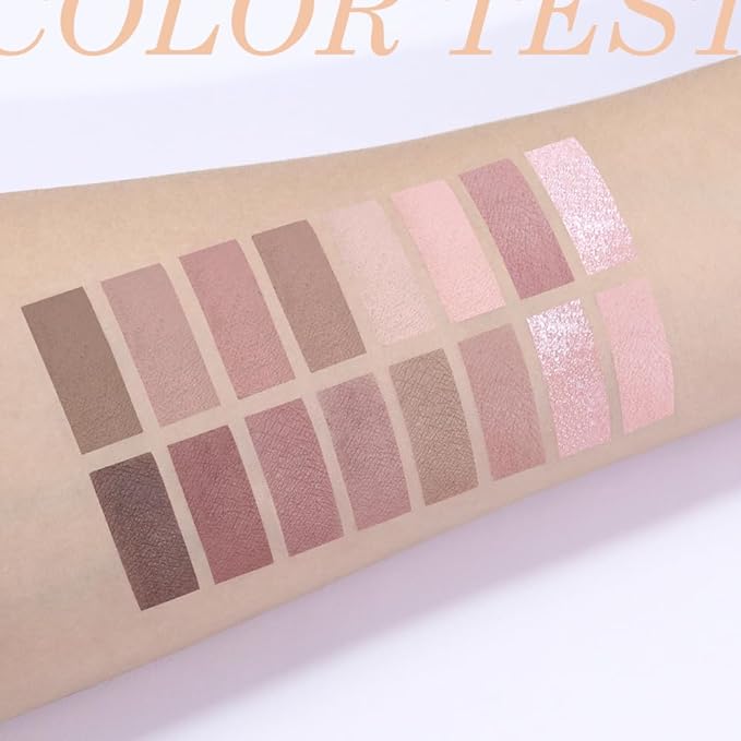 16Color Matte Shimmer Eyeshadow Palette,Natural Nude Brown RoseGold Coffee Pink DarkRed Sparkly Eye Shadow Makeup,Warm Pastel Eyeshadows Long Lasting Waterproof Naturing-Looking Women Girls Eye Shadow