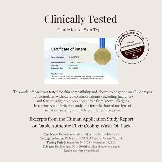 Authentic Elixir Cooling Wash-Off Pack (105 ml / 3.55 fl.oz) | Cooling Mask for Pore Care & Skin Refreshment | Helps Depuff & Revive Tired-Looking Skin | Korean Skincare