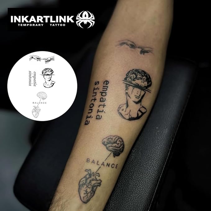 INKARTLINK Semi Permanent Tattoo, Temporary Tattoo, party tattoo, beautiful and realistic design, fun tattoo experience, cruelty-free, non-reflective, waterproof (David)