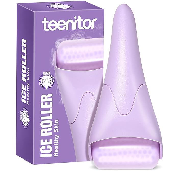 Teenitor Purple Ice Roller for Face, Anxiety Relief Items, Ice Face Roller Skin Care, Cold Roller for Puffiness, Roller Freezer Facial Massager Skin Care Tools