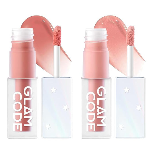 GLAM CODE Liquid Blush for Cheeks Duo - Hydrating Cream Blush for Daily - Blendable & Buildable Cheek Tint for Sensitive Skin - Lightweight, Skincare Infused Dewy Cheek Finish for All Skin Types - #02