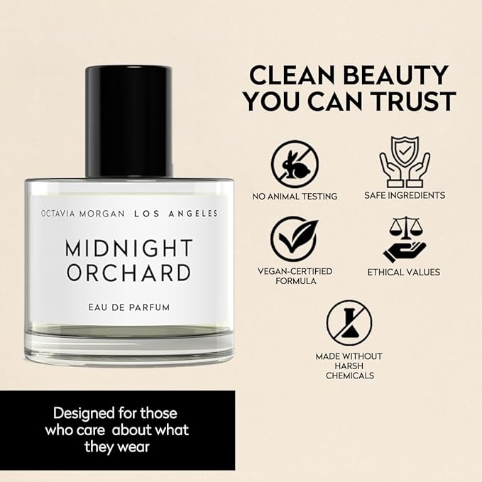 OCTAVIA MORGAN Midnight Orchard Eau De Parfum- Travel Perfume with Lush Peach, Golden Apricot & Smooth Sandalwood for a Fruity-Woody Signature- Graceful Fragrance Designed to Captivate All Day - 50ML