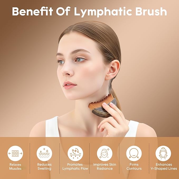Lymphatic Contour Face Brush，Hoyecl Soft Lymphatic Drainage Facial Brush Contour Massage Brush, Gua Sha Brush for Face, Glow Skin and Sculpt Face