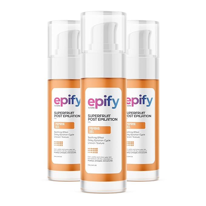 Epify Superfruit Post Epilation Papaya Gel, Hair Inhibitor for Face and Body, Non-Irritating Formula, Soothing Effect, Hair Growth Minimizer, 2.54 Fl Oz (3)