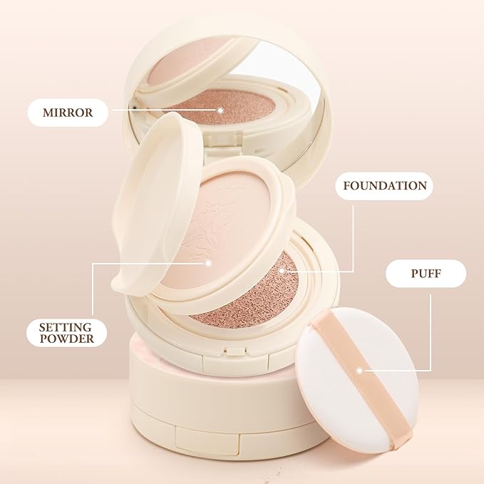 Cushion Foundation & Pressed Powder Set, Cream Air Lasting Coverage
