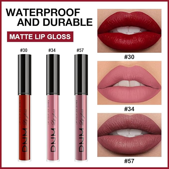 evpct 3Pcs Dark Red Mauve Maroon Matte Liquid Lipstick Lip Stain Sets for Women, Matte Lipstick Long Lasting Waterproof Permanent 24 Hours original, Magic Lip Sticks Pack for Halloween Daily Makeup