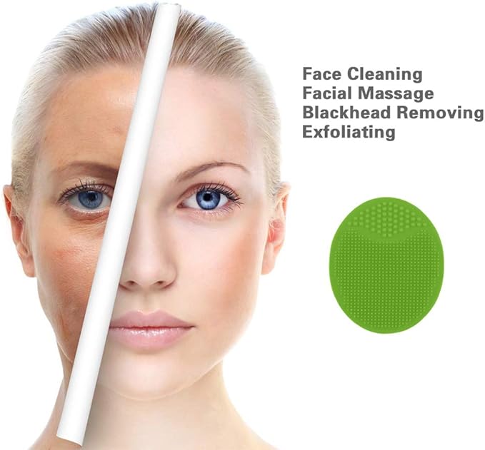 Face Scrubbers Exfoliating Facial Cleansing Brush-Soft Silicone Bristle-Remove Dead Skin Toxins-Improves Lymphatic Functions Exfoliates Stimulates Blood Circulation for Sensitive/Delicate/Dry Skin
