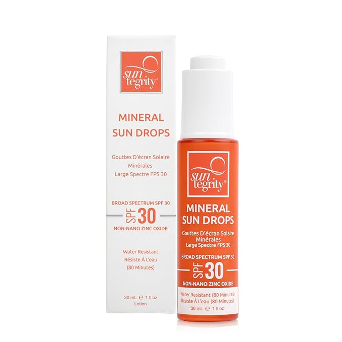 Suntegrity Mineral Sun Drops SPF 30 | Broad Spectrum Zinc Oxide Sunscreen for Face | Vegan, Reef-Safe, Non-Greasy Daily Sun Protection | Fragrance-Free, Lightweight Formula