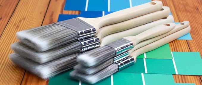 12PK 3 inch Flat Brush Premium Wall/Trim House Paint Brush Set for Professional Painter and Home Owners Painting Brushes for Cabinet Decks Fences Interior Exterior & Commercial Paintbrush.