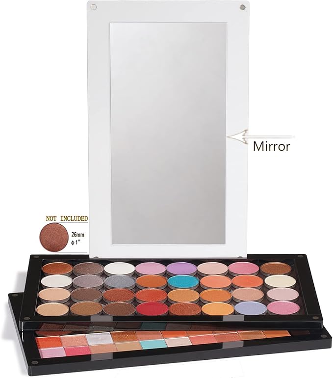 Arcylic Empty Magnetic Eyeshadow Palette Makeup Palette with Mirror stackable Makeup magnetic palette empty 2 layers overlap (dABL2) with a bag of metal sticker
