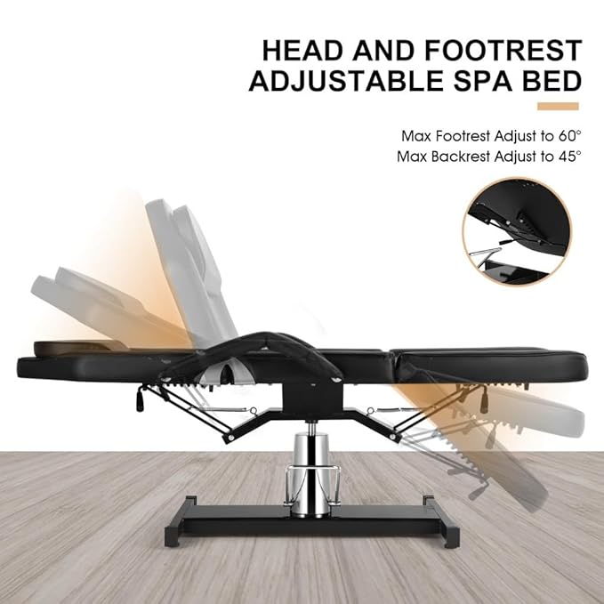 Artist hand Hydraulic Facial Table Tattoo Chair Massage Bed Adjustable Professional for Esthetician Beauty Spa Lash Bed for Eyelash Extensions Salon Equipment Barber Chair Salon Chair (Black)