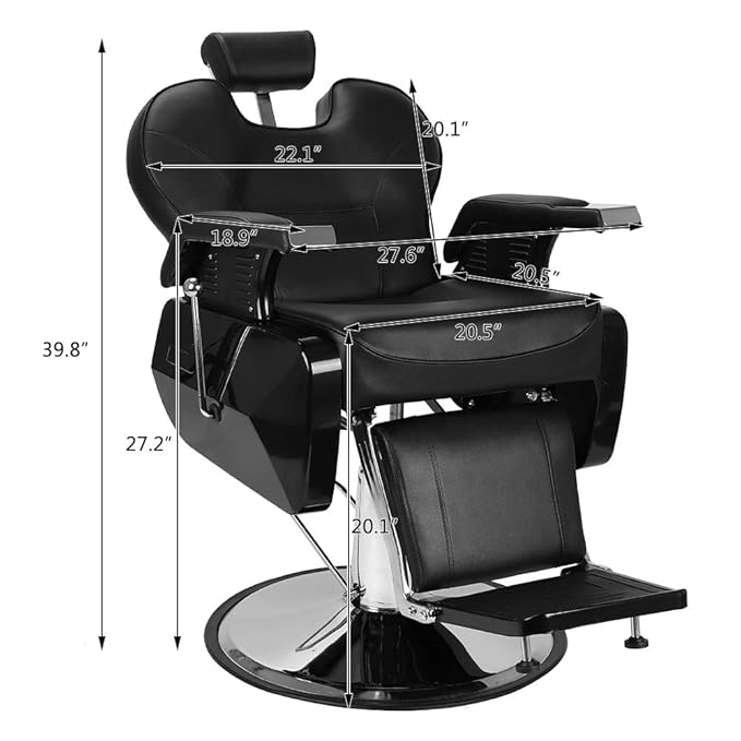 OmySalon All Purpose Hydraulic Barber Chair Recline 360 Degree Swivel Height Adjustable Heavy Duty Hairdresser Chair Beauty Salon Spa Tattoo Styling Equipment