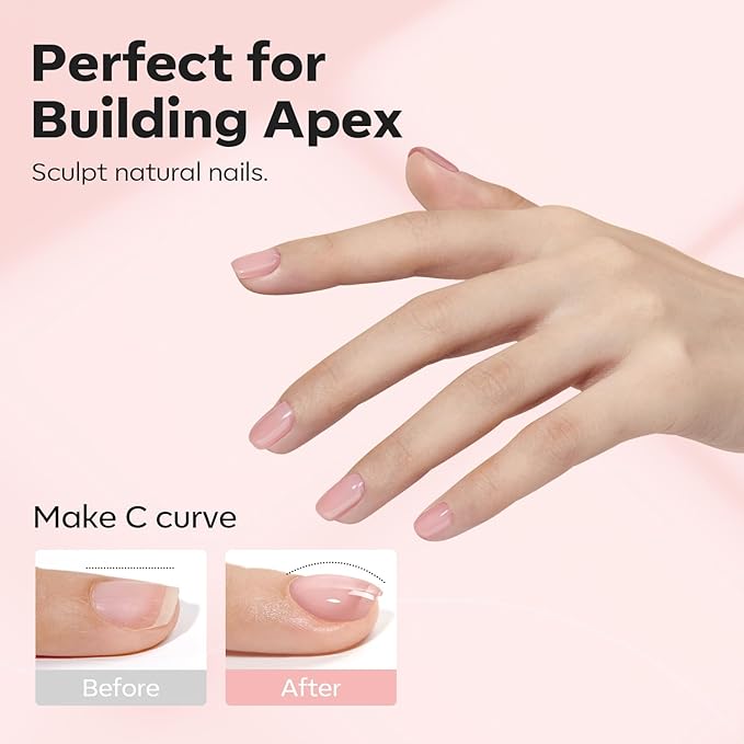 modelones Builder Nail Gel, 8-in-One Neutral Nude Pink Builder for Nail Thickening Apex Building, Rose Blush Pink Rubber Color Base LED Lamp Cured Strengthener Extend Hard Gel Polish for DIY Salon