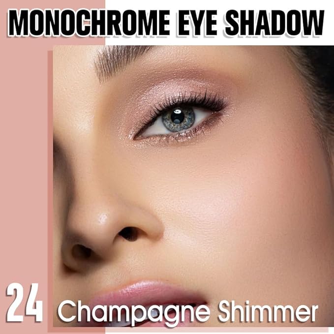 Champagne Shimmer Single Eyeshadow Makeup, Neutral Powde Eye Shadow for Women, Rose Gold Sheer Glitter Singles Eyeshadow Palette Pigmented Waterproof, sombras para ojos,Girls Eyeshadows Gift