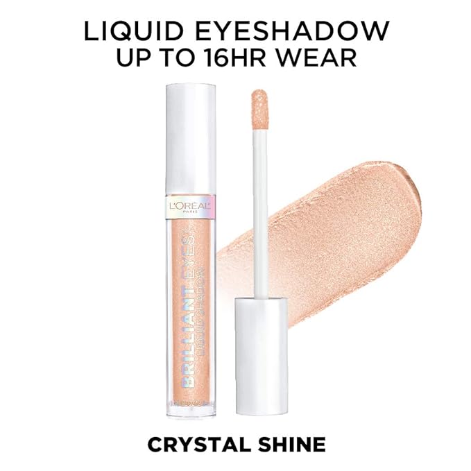 L'Oreal Paris Brilliant Eyes Shimmer Liquid Eye Shadow, Longwearing Lasting Shimmer, Crease Resistant, Flake-Proof, Precision Applicator, Quick Dry, Non-Greasy, Crystal Shine, 0.1 oz.