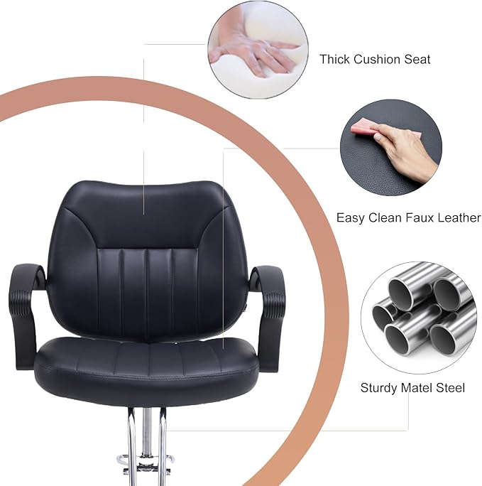 Barber Chair Salon Chair for Hair Stylist with Heavy Duty Hydraulic Pump,Height Adjustment 360° Rotation Shampoo Chair for Tattoo Shampoo Beauty Salon Equipment