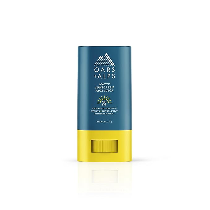 Oars + Alps Matte Sunscreen Face Stick SPF 50, Water & Sweat Resistant Sunblock, Broad Spectrum UVA/UVB Protection, Dermatologist Tested, Gluten-Free, Travel-Friendly