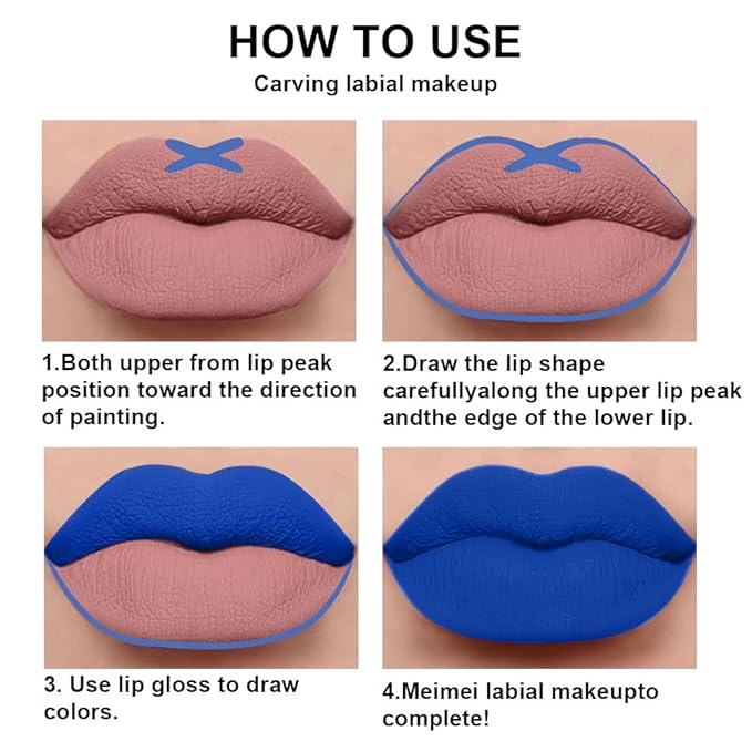 evpct 2Pcs Royal Light Blue Matte Liquid Lipstick and Lip Liner Pencil Makeup Set Blue Lipstick 24H and with Lip Liner Set Waterproof Long Lasting labiales mate 24 horas originales 21#