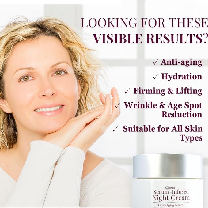 Anti-Aging Face Cream, Multi Peptide Cream, Deep Wrinkle Repair Cream, for Mature and Dry Skin, Peptide Night Cream 1.7 Fl Oz