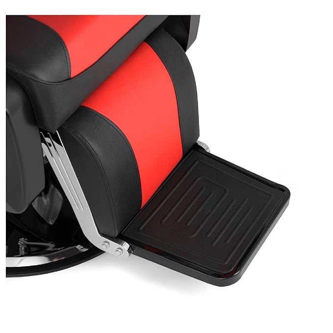 OmySalon All Purpose Hydraulic Barber Chair Heavy Duty, Recline Salon Chair for Hair Stylist Tattoo, Beauty Styling Shampoo Equipment Red & Black