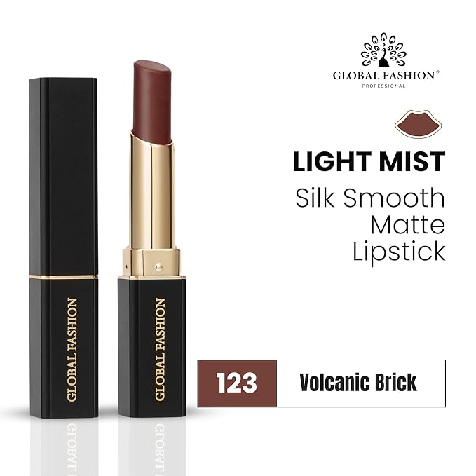 Global Fashion Silk Smooth Matte Lipstick – Long-Lasting, Luxurious Color, Rich Hydration, Lightweight Formula, Lightweight Matte Lip Color for Women, Available in Multiple Shades (123, 0.12 oz)