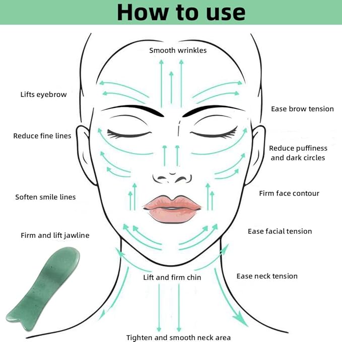 Facial Gua Sha Tool for Chin Massage Tool Natural Jade Stone Gua Sha Board for Face SPA Acupuncture Therapy Trigger Point Treatment