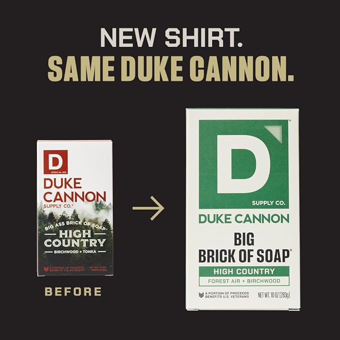 Duke Cannon Big Brick of Soap - High Country | 10 oz. Triple Milled Bar Soap | Birchwood & Tonka Scent | Supports U.S. Veterans, 3 Pack