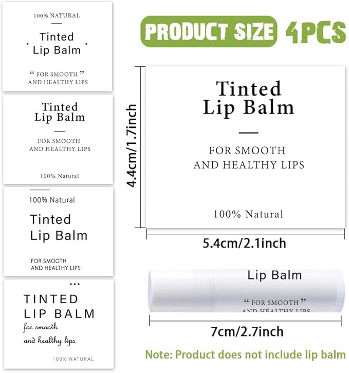 OLYCRAFT 100Pcs Self-Adhesive Lip Balm Tag Stickers 1.7x2.1 inch Waterproof Adhesive Label with Word Patterns Rectangle Lipstick Tag Sticker for Lip Balm Container Tubes Lipstick Wrapping Decoration
