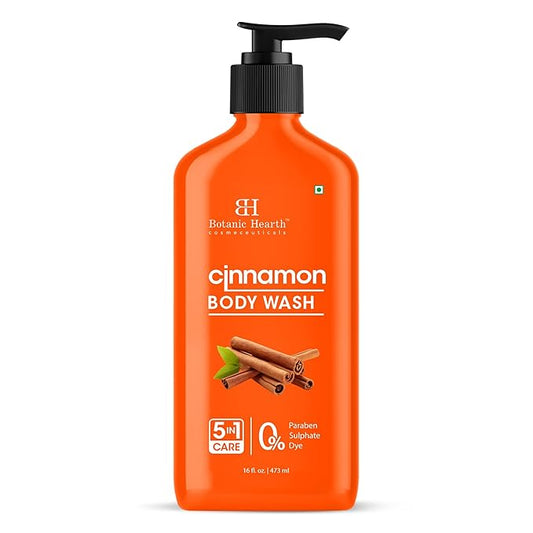 Botanic Hearth Cinnamon Body Wash | Invigorating Shower Gel with Natural Cinnamon Extract | 5-in-1 Care Formula | Paraben & Sulphate Free | Gentle Hydrating Body Cleanser for All Skin Types | 16 fl oz