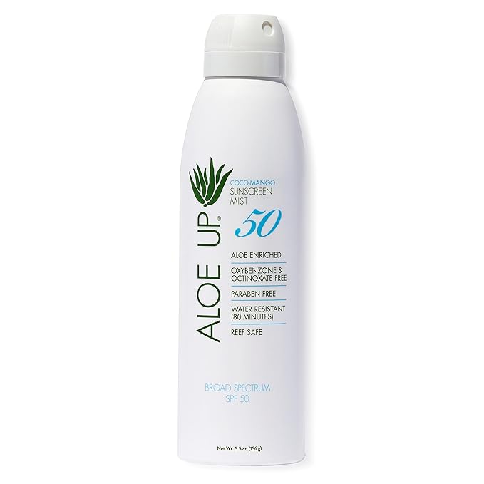 Aloe Up White Collection Sunscreen Spray SPF 50, White Collection Sunscreen Lotion SPF 30, After Sun Light Moisturizer, and SPF 25 For the Face Daily Moisturizer Sunscreen - Suncare Bundle - 4 Items