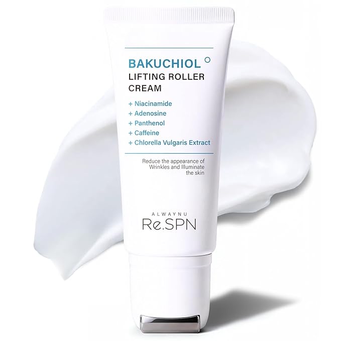 Re.SPN Bakuchiol Lifting Roller Cream – For Wrinkles, Lifting & Pore Tightening on Face & Neck with Gua Sha Applicator, Vegan, Natural Retinol, Niacinamide, K-Beauty (0.67 fl oz)