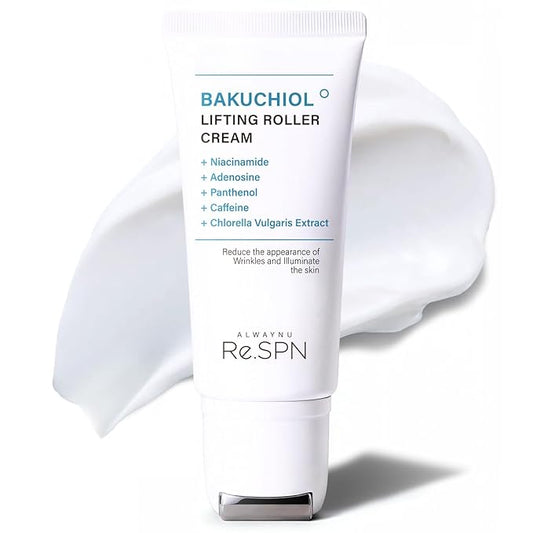 Re.SPN Bakuchiol Lifting Roller Cream – For Wrinkles, Lifting & Pore Tightening on Face & Neck with Gua Sha Applicator, Vegan, Natural Retinol, Niacinamide, K-Beauty (0.67 fl oz)