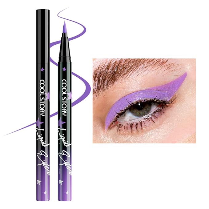 COOL STORY Liquid Eyeliner Waterproof Smudge Proof Eye Liner, 24H Long-Lasting, 0.6ml/0.02 fl.oz (Purple)
