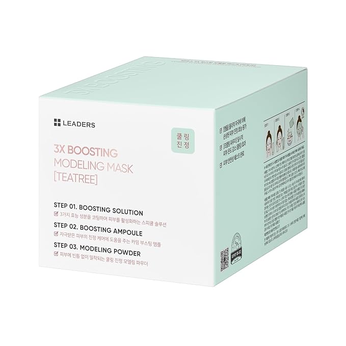 LEADERS 3X Boosting Modeling Mask | 3-Step Korean Skincare with Tea Tree Set of 1 | Soothing, Hydrating & Comforting for Irritated & Heated Skin | Cools & Relieve Skin Sensitivity (Teatree)