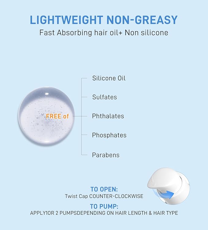 Salmon DNA PDRN Hair Oil, Deep Repair for Dry, Damaged Hair, Instant Smoothness & Shine, Heat Protectant for Frizz Control, Lightweight with Argan, Jojoba & Squalane Oil, 2.03 fl.oz