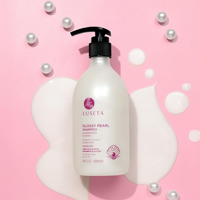 Luseta Glossy Pearl Shampoo for Smoothing and Nourishing Frizzy, Moisturizing Shampoo with Pearl Extract, Awakening shine for Dull hair 16.9 fl.oz.