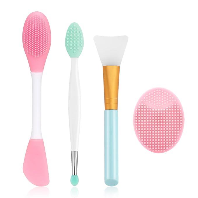 Silicone Face Scrubber, 1pcs Exfoliating Lip Brush, 1pcs Cleansing Brush,2pcs Face Mask Exfoliator Blackhead Skin Care Tool