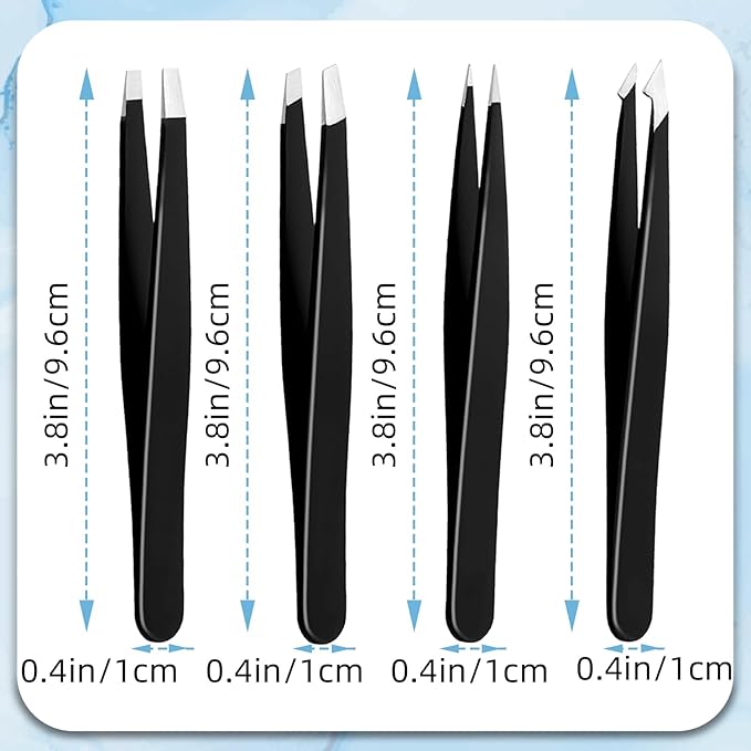 4Pcs Eyebrow Tweezers Set,Tweezers for Women Facial Hair Professional Stainless Steel Tweezers Precision Tweezers Set,Suitable for Removing Inward Growing Hair Eyebrows and Facial Hair(black)