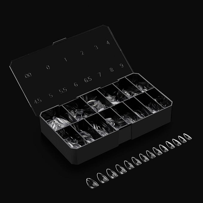 Apres Gel-X® Almond Box of Nail Tips | 280 Gel-X Tips, Soft Tips, 14 Sizes 00-9 | Half-sizes Included (Natural Almond Medium, 280 Count)