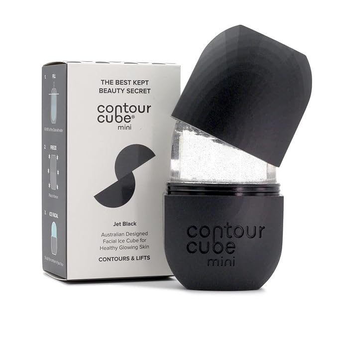 Contour Cube Original - Ice Roller for Sculpting & De-Puffing - Face Ice Roller & Massager with BPA-Free Silicone - Ice Mold for Face - Skin Care Tools for Daily Skincare (180ml) - Jet Black