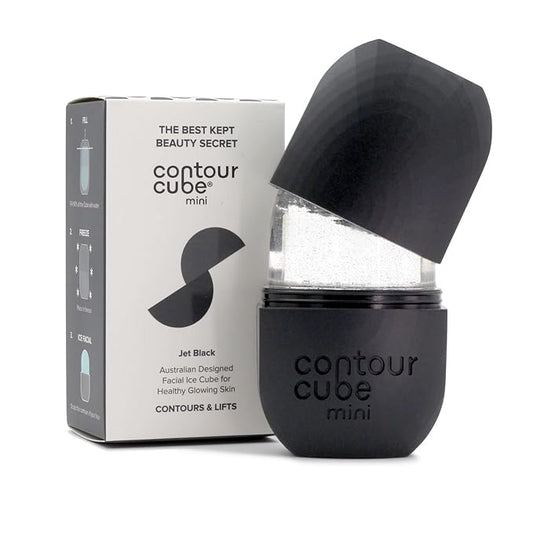 Contour Cube Original - Ice Roller for Sculpting & De-Puffing - Face Ice Roller & Massager with BPA-Free Silicone - Ice Mold for Face - Skin Care Tools for Daily Skincare (180ml) - Jet Black