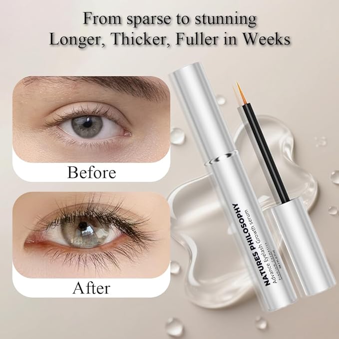 NP NATURES PHILOSOPHY Lash Brow Growth Serum, Prostaglandin-Free Eyelash Liquid for Thicker Longer Fuller Natural Lashes, Peptide Eyelash Eyebrow Enhancing Serum - Sérum De Pestañas Crecimiento 3ml