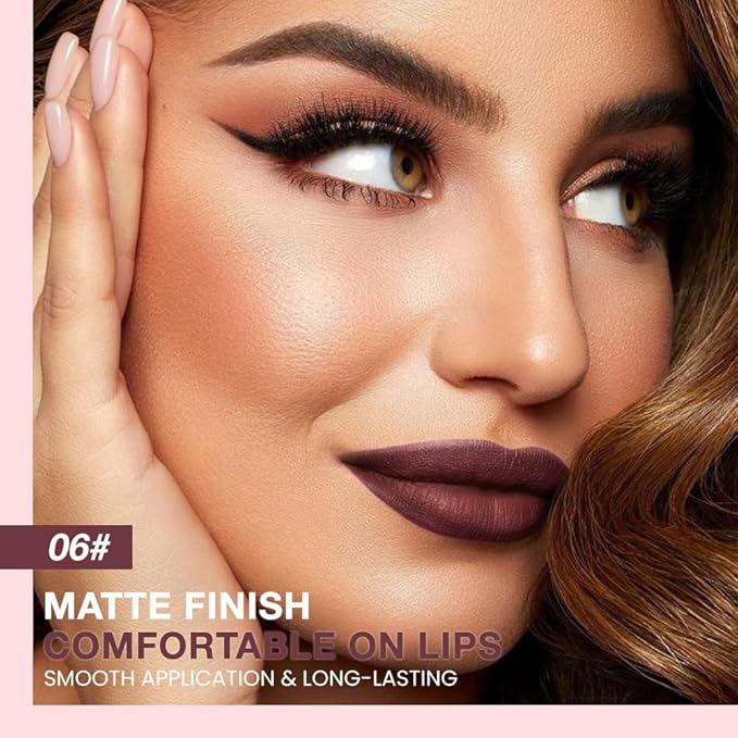 Kaely Matte Velvet Lip Liner Pencils Retractable for Shaping & Sculpting Lips, Dark Purple Lip Pencils for Women Long Lasting Waterproof Rich Lip Colors Liner Crayon Lipstick delineador de labios 06
