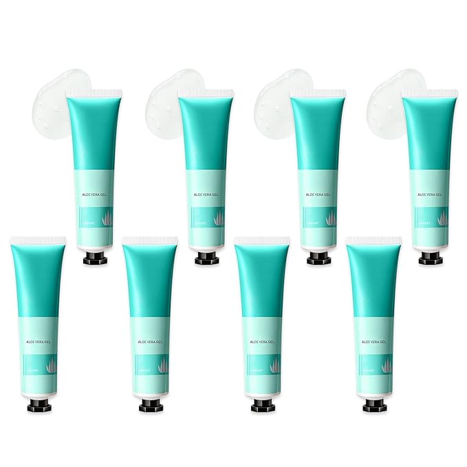8Pcs Organic Aloe Vera Gel for After Sun Skin Care,Natural Moisturizing Aloe Vera Gel for Face & Body,Easy to Portable Face Moisturizer,Travel Size Pure Vera Aloe Gel for all Skin Types L