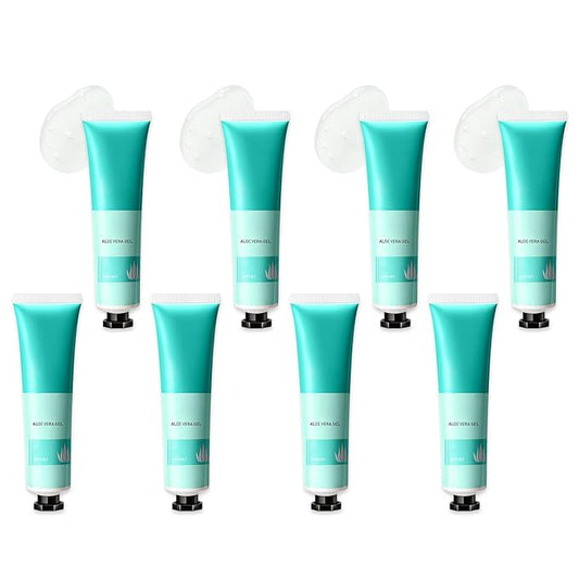 8Pcs Organic Aloe Vera Gel for After Sun Skin Care,Natural Moisturizing Aloe Vera Gel for Face & Body,Easy to Portable Face Moisturizer,Travel Size Pure Vera Aloe Gel for all Skin Types L