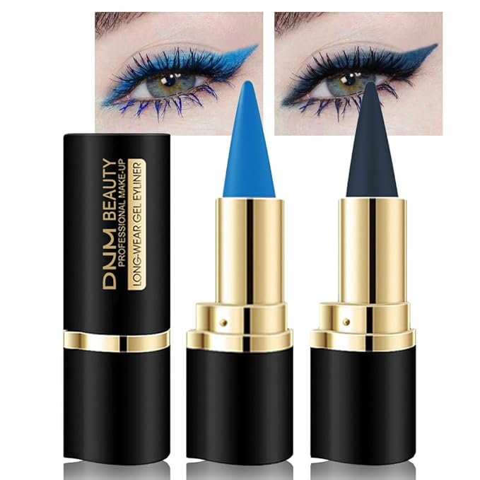 evpct 2Pcs Light Dark Blue Gel Eyeliner Pencils Eye Black Face Paint Stick Lipstick Halloween Makeup Set Waterproof Smudge Proof Eyeliner Pen Crayon Smokey Eye delineador de ojos contra el agua