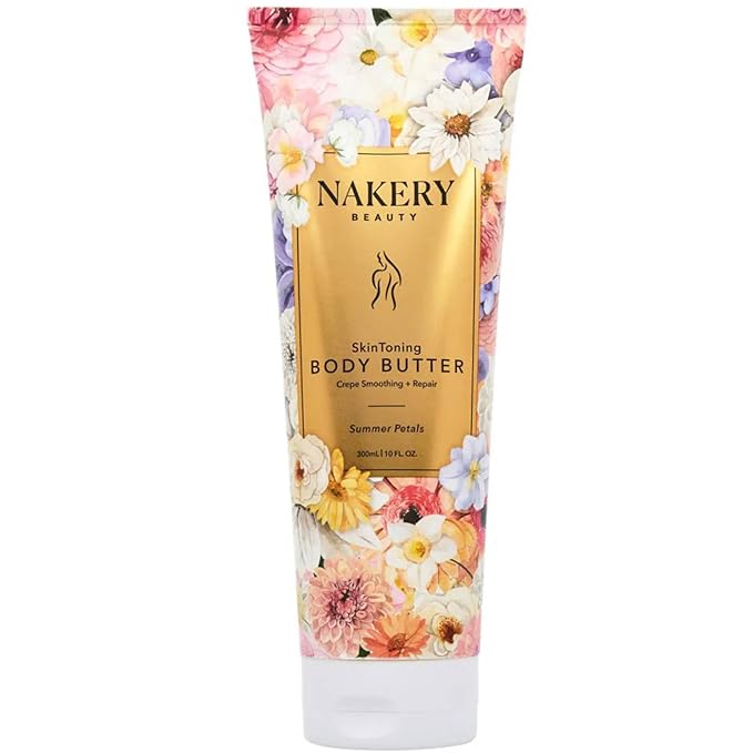 Nakery Skin Toning Body Butter for Women - Firming Body Lotion for Women - Peptide Infused Body Lotion for Crepey & Sagging Skin - Skin Firming Lotion for Neck, Arms & Legs - Summer Petals