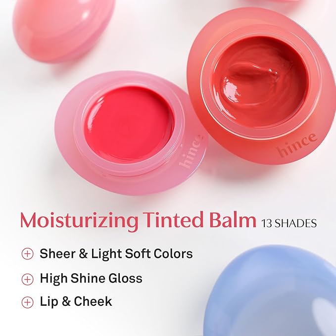 HINCE Raw Glow Dewy Ball - Tinted Lip Balm, Jelly Gloss Glow, Shine and Hydration, Lip & Blush Multiuse, Vegan, 0.12 oz. (13 colors) (RAW GRAPE DEW)