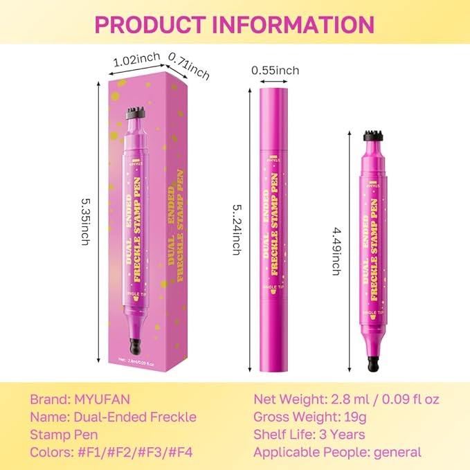 Dark Brown Freckle Stamp with Eyeliner Pen,Natural Lifelike Freckle Makeup Pen Magic Freckle Color,Waterproof Longlasting Fake Freckles Stain Marker Pencil Face Decoration for Sunkissed Makeup,Vegan